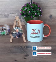 Okul Müdürü Kupa Bardak Beyaz ve Fotoğraflı Ahşap Anahtarlık Hediye Öğretmenler Günü Hediyesi (Model 13)