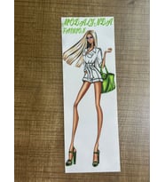 23X8 CM ÇANTALI UZUN BACAKLI KIZ ARMA APLİKE DİKİŞ HOBİ AKSESURI (Yeşil)