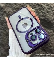 iPhone 12 Uyumlu Kılıf Klon Stantlı + Lens Korumalı MagSafe Telefon Kılıfı