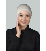 Hazır Pratik Geçmeli Uzun Boru Tesettür Bonesi (Krem)
