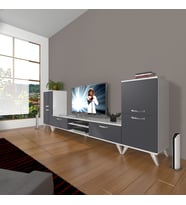 Decoraktiv Eko On2 Mdf Dvd Retro Tv Ünitesi Tv Sehpası (Beyaz - Antrasit)