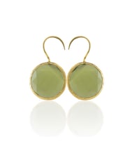 Kadir Jewellery 22 Ayar Altın Kaplama Kadın Taşlı Küpe -El İşçiliği Ve Hipoalerjenik Küpe (Zeytin Yeşili)