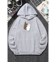 Dont Tupac Coffee Baskı Sweatshirt (Gri)