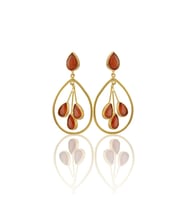 Kadir Jewellery 22 Ayar Altına Kaplama Kadın Sallantılı Küpe -El İşçiliği Ve Hipoalerjenik Küpe (Kırmızı)