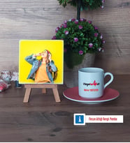 Fizyoterapist Fotoğraflı Dekoratif Taş, Ahşap Altlıklı Türk Kahvesi Fincanı Hediye Fizyoterapistler Günü Hediyesi (Model 6)