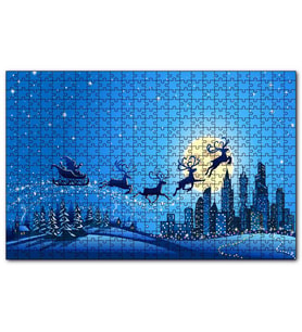 Cakapuzzle Noel Baba, Geyikler ve Şehir Manzarası  Puzzle Yapboz MDF (Ahşap) (1000 Parça)