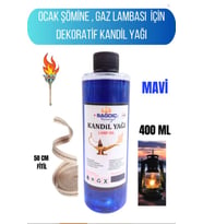 Sağdıç Saraciye Kandil Yağı Kokusuz Dumansız Iç Mekan Kandil Sıvısı 400ml +50cm Fitil kndlsagdc01 (Mavi)