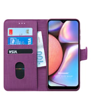 Microsonic Samsung Galaxy A10s Kılıf Fabric Book Wallet (Mor)