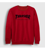 Presmono Unisex Beyaz Logo V5 Thrasher Sweatshirt 279292tt (Kırmızı)