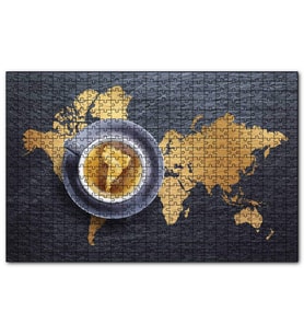 Cakapuzzle Kahve Köpüğünden Dünya Haritası Fincanda Güney Amerik  Puzzle Yapboz MDF (Ahşap) (500 Parça)