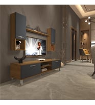 Decoraktiv Eko 5da Mdf Dvd Krom Ayaklı Tv Ünitesi Tv Sehpası (Pera - Antrasit)