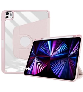 Apple iPad Pro 11 1. 2. Nesil Kılıf Termik Kalem Bölmeli Dönebilen Standlı Case (Pembe)