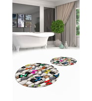 EVDEYA 3D Dijital Yıkanabilir Kelebek Desen İkili Banyo Paspas Yuvarlak Klozet Takımı, YKLOZET-44-KAHVE, (Çok Renkli)