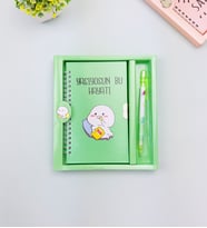 Sevimli Desenli Kilitli Defter ve Kalem Seti (Kamuflaj)