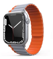 Apple Watch 44/45/46/49mm Kordon Renkli Strap Deri Loop Kordon 2/3/4/5/6/se/7/8/ (Turuncu-Gri)