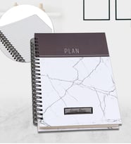Kişiye Özel Mermer Desenli Defter (Beyaz)