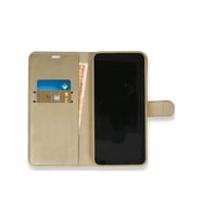 Vivo Y11s Cüzdanlı Kapaklı Kılıf Kartlıklı Standlı Kopçalı (Gold)