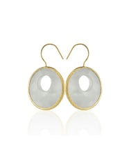 Kadir Jewellery 22 Ayar Altın Kaplama Kadın Taşlı Küpe -El İşçiliği Ve Hipoalerjenik Küpe (Beyaz)