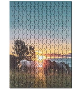 Cakapuzzle Günbatımında Çayırda Otlayan Atlar Puzzle Yapboz MDF (Ahşap) (1000 Parça)