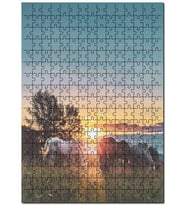 Cakapuzzle Günbatımında Çayırda Otlayan Atlar Puzzle Yapboz MDF (Ahşap) (1000 Parça)