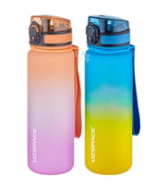 Uzspace 2'li Tritan Matara Seti 500ml Çift Renk Softtouch FF Collection Tritan Su Matarası (Turuncu-Lacivert)