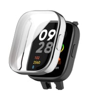 Microsonic Xiaomi Redmi Watch 3 Lite Kılıf 360 Full Round Soft Silicone Siyah (Gümüş)