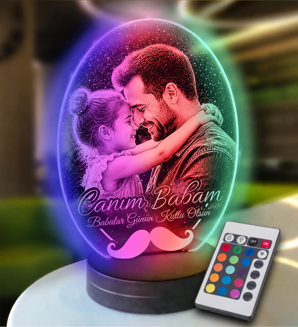 Kişiye Özel Oval Fotoğraflı 3D Model Led Gece Lamba (Karışık)