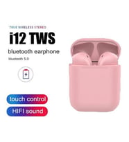i12 TWS Dokunmatik Kablosuz Bluetooth Kulaklık (Pembe)