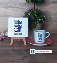Babaya Hediye Dekoratif Taş, Türk Kahvesi Fincanı Kırmızı İsme Özel Hediye (Model 4)