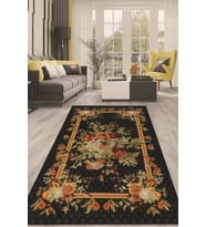 Dijital Kaymaz Taban Yıkanabilir Modern Renkli Salon Halısı Mutfak Halısı Yolluk ND-HT-451 (Siyah)