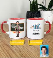 Kişiye Özel Karikatürlü Sınıf Öğretmeni Hediye Kupa Bardak Erkek Sınıf Öğretmenine Öğretmenler Günü Hediyesi (Pembe)