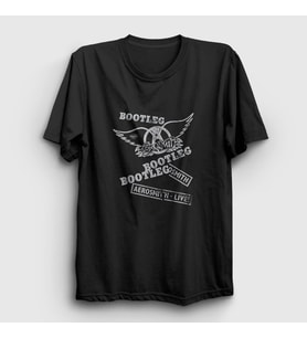 Presmono Unisex Beyaz Bootleg Aerosmith T-Shirt 376877tt (Siyah)