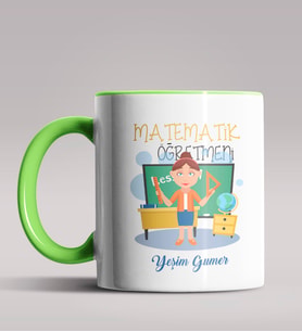 Kişiye Özel Matematik Öğretmeni Tasarımlı Siyah Renk Kupa 12 (Yeşil)