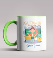 Kişiye Özel Matematik Öğretmeni Tasarımlı Siyah Renk Kupa 12 (Yeşil)