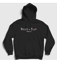 Presmono Unisex Gri Logo Anime Attack On Titan Kapüşonlu Sweatshirt 124251tt (Siyah)