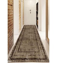 Dijital Baskılı Kaymaz Taban Yıkanabilir Modern Yolluk Ve Koridor Halısı NDU-HT-972 (Kahverengi)
