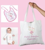 eJOYA Bebeklere Özel Çantasında Kişiye Özel Zıbın Ve Önlük Bebek Hediye Seti 109987 (Pembe)
