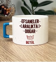 Kişiye Özel Efsaneler Aralıkta Doğar Hediye Lüks Fincan Doğum Günü Hediyesi (Mavi)