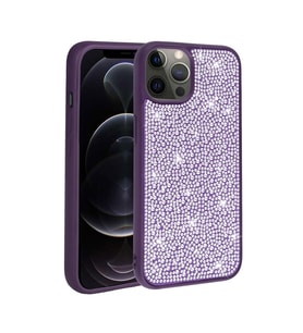 Apple iPhone 12 Pro Kılıf Parlak Taşlı Tasarım Zore Ston Kılıf (Mor)