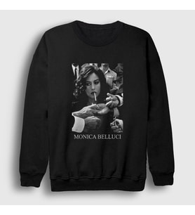 Presmono Unisex Beyaz Smoke Monica Belluci Sweatshirt 412222tt (Siyah)