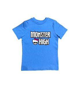 MONSTER HIGH baskılı pamuklu penye kumaş yazlık çocuk tişört (Mavi)