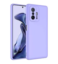 Xiaomi Mi 11T 5G Kılıf Kamera Korumalı iÇi Süet Dokulu Lansman Tipi Silikon (Lila)