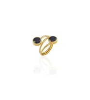Kadir Jewellery 22 Ayar Altın Kaplama Zirkon Taşlı Ayarlanabilir Renkli Taşlı Yüzük (Mor)