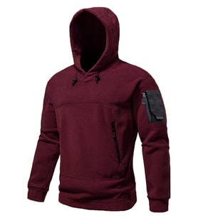 Ghassy Co. Erkek Military Sport Warm Outdoor Kapüşonlu Polar Ceket (Bordo)