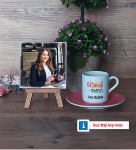 Biyoloji Mühendisi Fotoğraflı Dekoratif Taş, Ahşap Altlıklı Türk Kahvesi Fincanı Hediye (Model 6)