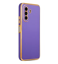 Huawei Nova Y70 Kılıf Kenarları Gold Kamera Korumalı Renkli Pastel Silikon Siyah BARK (Mor)