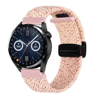Sneezy Huawei Watch 3 Elite-Classi 46mm-Watch 3 Pro-Elite 22mm FiberLink Manyetik Tokalı Örgü Kordon (Pudra)