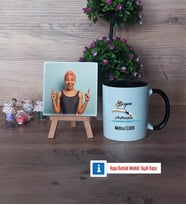 Kadın Yüzme Antrenörü Fotoğraflı Dekoratif Taş, Kupa Bardak Beyaz Hediye (Model 11)