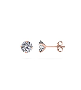 Kadın Gümüş Tektaş Küpe 2/4/5/6/8/9mm Zirkon Taşlı Çivili Altın/silvr/rose Kaplama Yuvarlak Kesim (Rose)