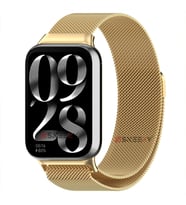 Sneezy Xiaomi Mi Band 8 Pro Uyumlu Woven Wire Tasarım Metal Hasır Kordon (Gold)